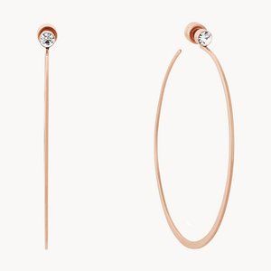 Michael Kors Cubic Zirconia Whisper Hoop Rose Gold Tone Earrings Medium